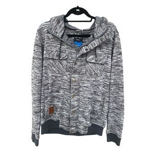 Kavu Kushman Medium brown black full Zip up snap button hoodie jacket